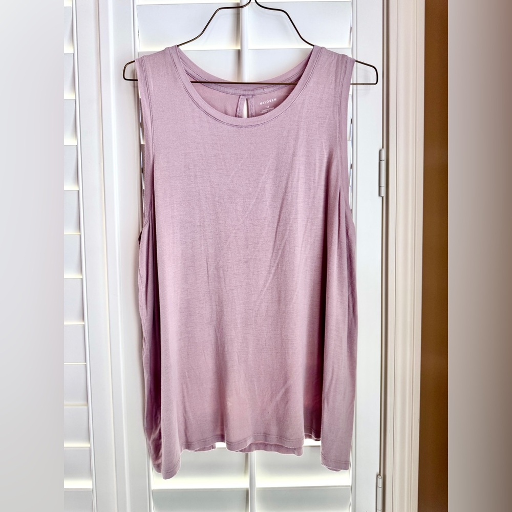 Halogen Lavender Knit Tank Top 1X Sleeveless Flowy Layering Blouse Keyhole Back